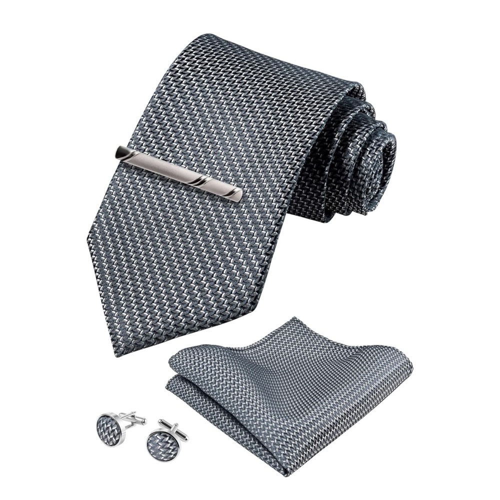 Mens Ties Set in Gift Box/ Charcoal Grey